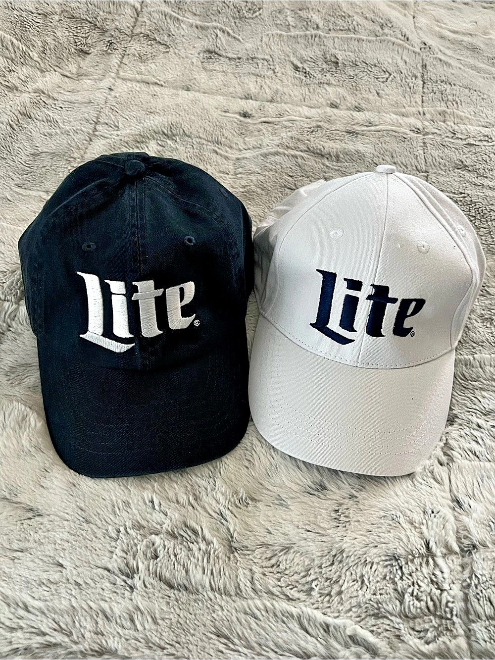 New lot of 2 Miller Lite Embroidered Logo Hats Set Navy & White